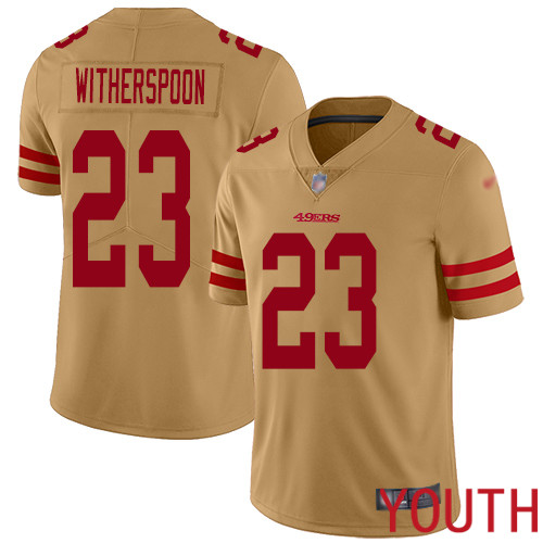 San Francisco 49ers Limited Gold Youth Ahkello Witherspoon NFL Jersey #23 Inverted